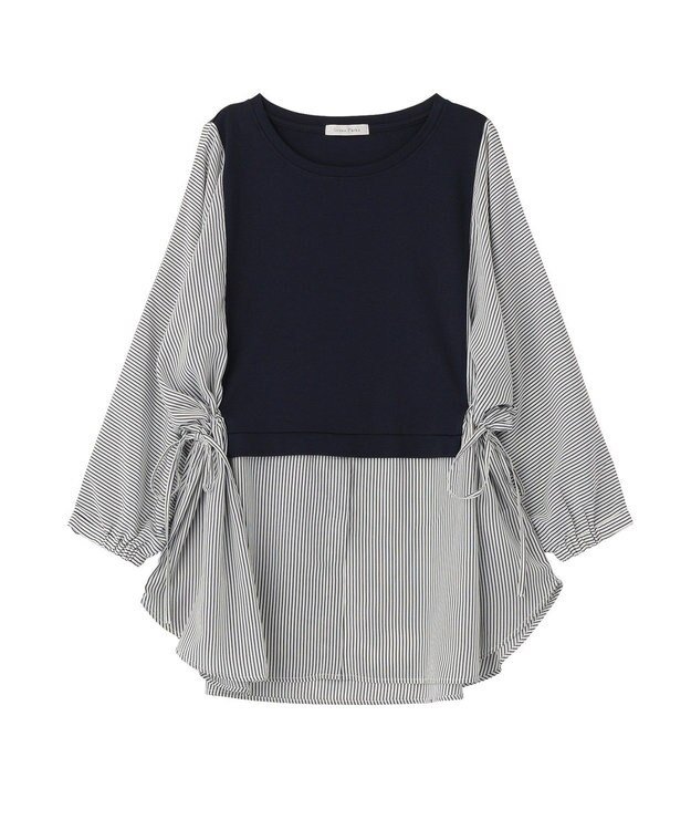 Green Parks 脇リボンドッキングチュニック Stripe Navy