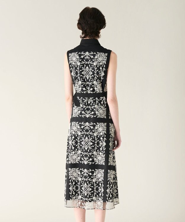 GRACE CONTINENTAL 刺繍フレアドレス ブラック