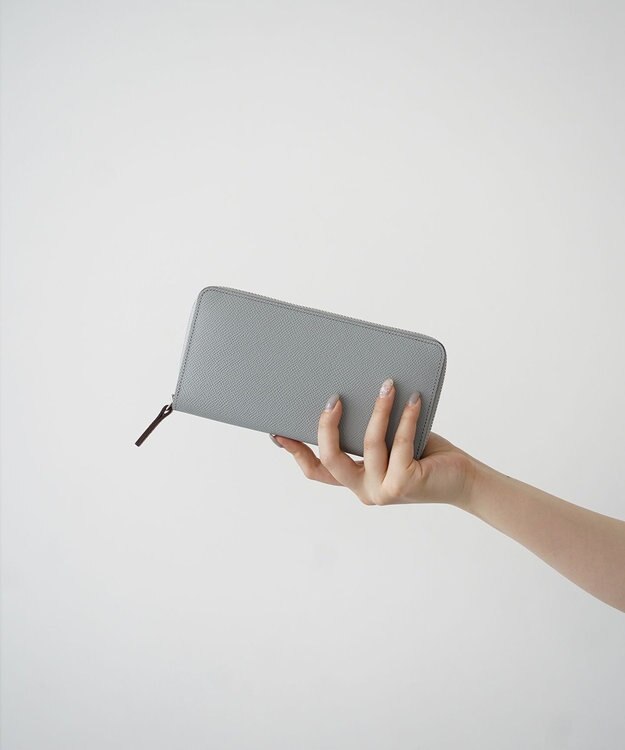 Atelier nuu 【長財布/バイカラー/本革】noble ラウンドウォレット アイスグレー×キャメル