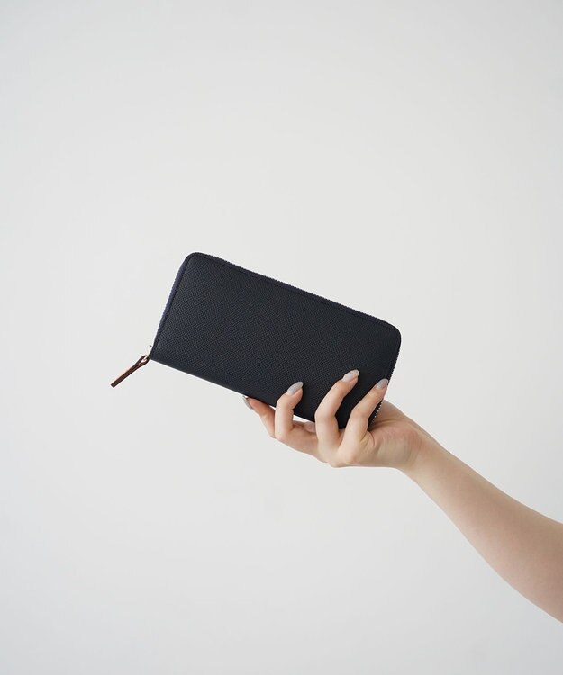 Atelier nuu 【長財布/バイカラー/本革】noble ラウンドウォレット ネイビー×オレンジ