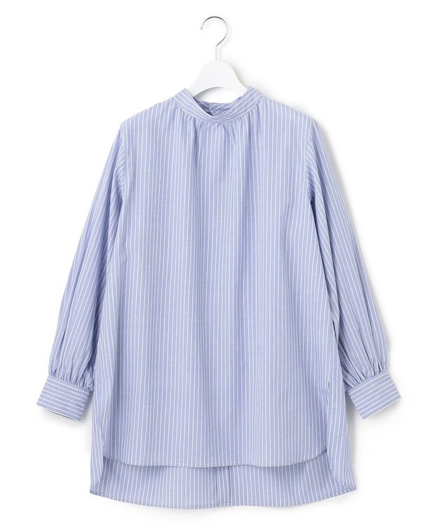 J.PRESS YORK STREET 【WOMEN】バックボタン ストライプブラウス ブルー系1