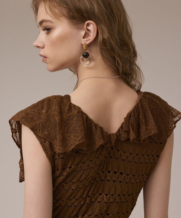 GRACE CONTINENTAL レースロングカーディガン ブラウン