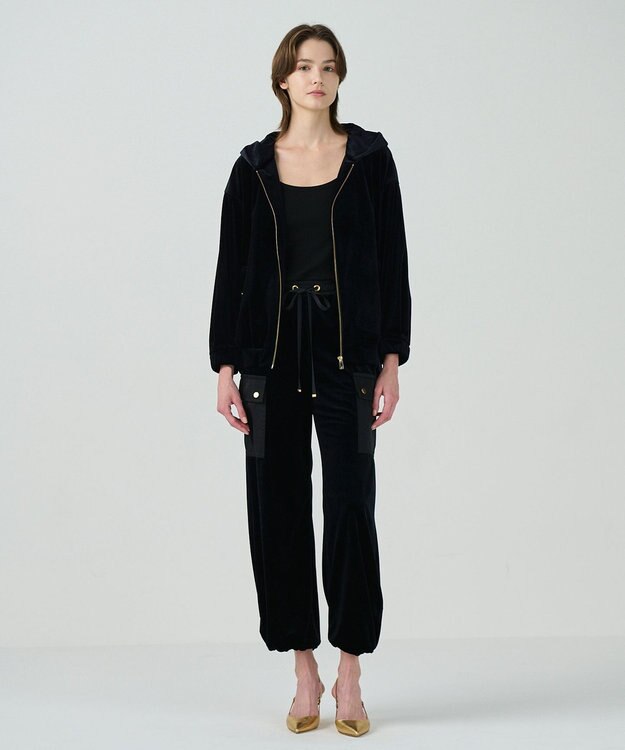 GRACE CONTINENTAL トリアセベロアパンツ ブラック