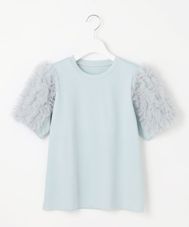 Feroux チュールスリーブ Tシャツ スカイブルー系
