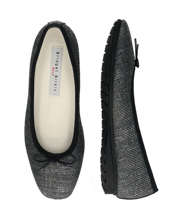 Bridget Birkin ＜3E＞【Bridget Birkin Walk】ラメパナマ調バレエパンプス グレー雑材