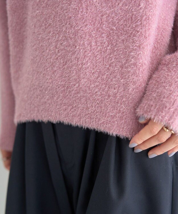 YECCA VECCA ラメシャギードルマンニット Pink