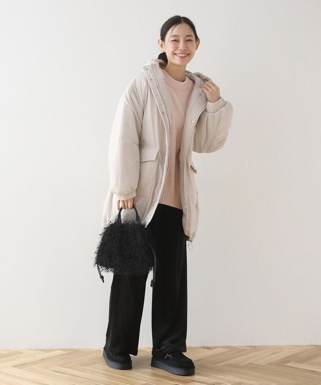 Green Parks フーディ中綿コート Light Gray