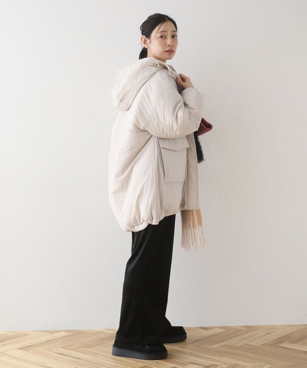 Green Parks フーディ中綿コート Light Gray