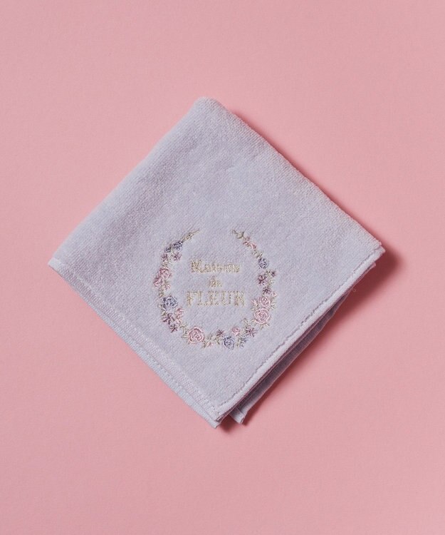 Maison de FLEUR フラワーフレーム刺繍タオルハンカチ Blue