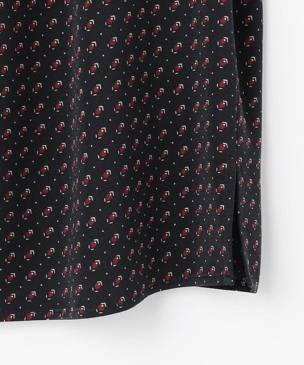 J.PRESS LADIES S スエード幾何プリント ブラウス ネイビー系