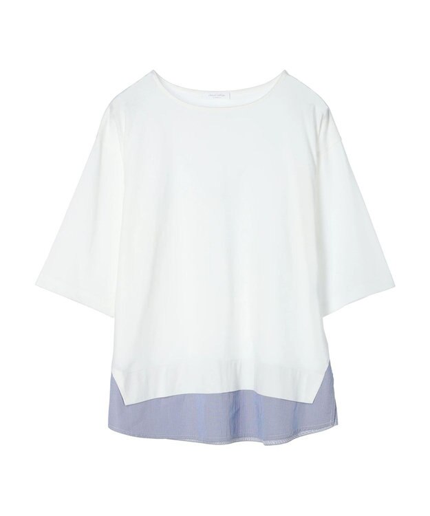 Green Parks 裾ドッキングレイヤー風７分袖プルオーバー Off White