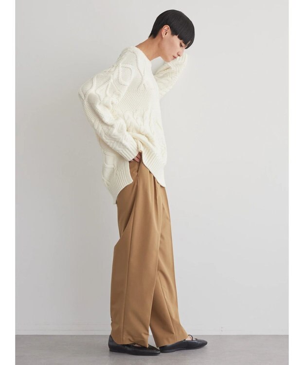 AMERICAN HOLIC パッチワークケーブルニットプルオーバー Ivory