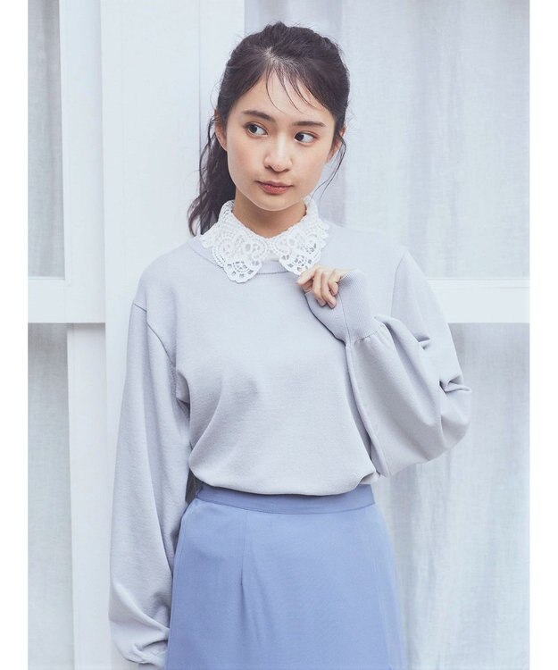 earth music&ecology 襟付きニットプルオーバー Sax