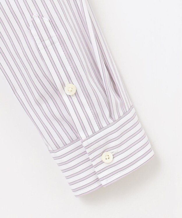 J.PRESS LADIES L 【洗える】BEZ ストライプ シャツカラー ブラウス ふじ色系1