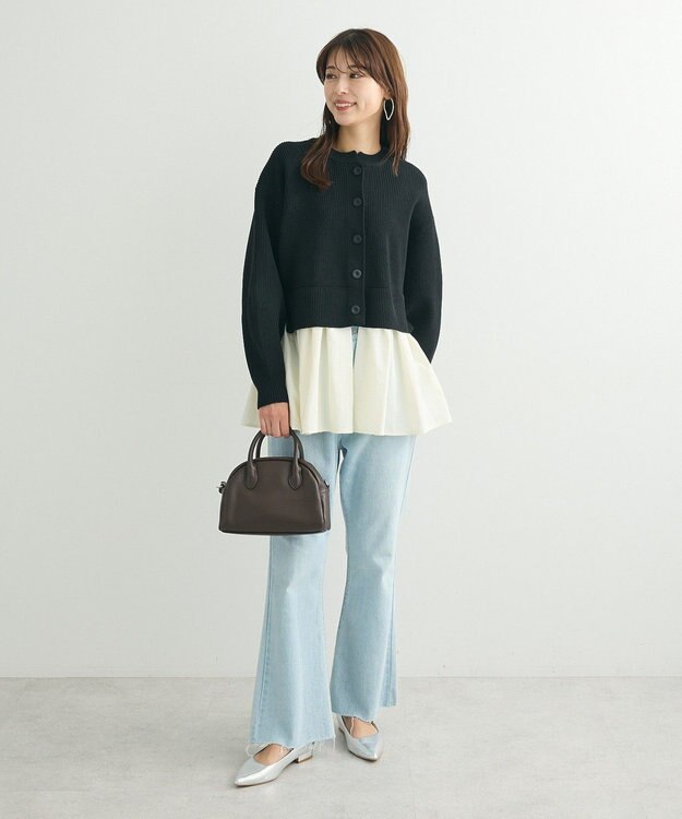 Green Parks ・ＥＬＥＮＣＡＲＥ　ＤＵＥ　スソレイヤーニットカーディカ Black