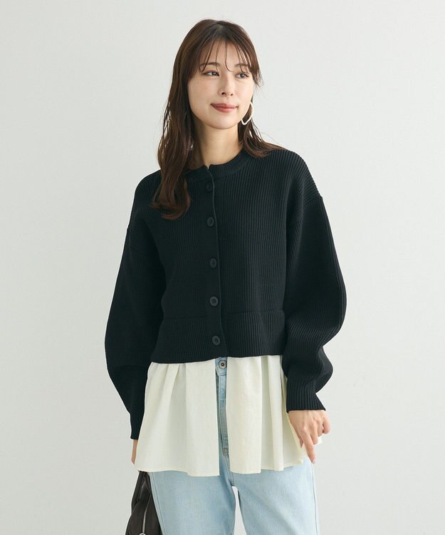 Green Parks ・ＥＬＥＮＣＡＲＥ　ＤＵＥ　スソレイヤーニットカーディカ Black