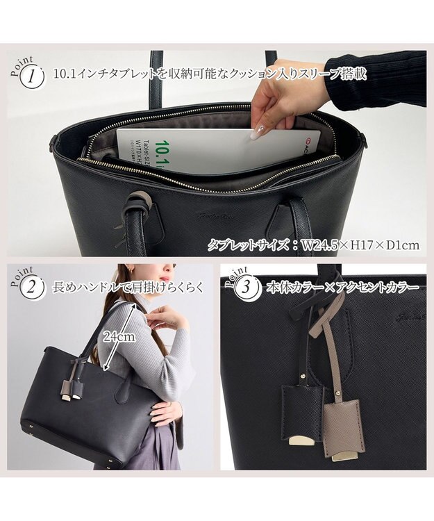 ACE BAGS & LUGGAGE 【雑誌掲載】Jewelna Rose リタ・トートバッグ A4ジャストサイズ 16145 ジュエルナローズ ブラック