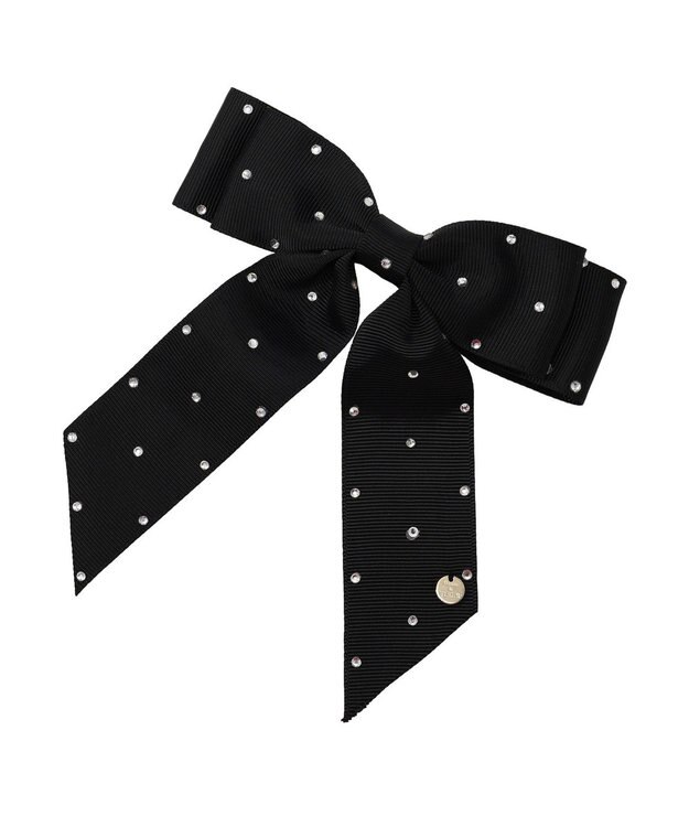 Maison de FLEUR ビジューグログランリボンバレッタ Black