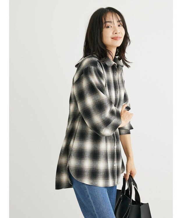 Green Parks ネルチェックシャツ Black