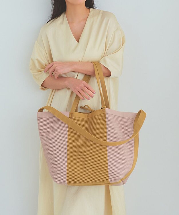 TOPKAPI 【Breath TOPKAPI】ニットジャガード 2way ビッグ トートバッグ ポーチ付き ベージュ