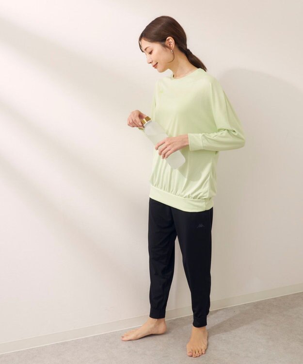 OP／FILA 【Kappa】フィットネスウェア 上下セット 長袖Ｔシャツ＋ロングパンツ ライトグリーン