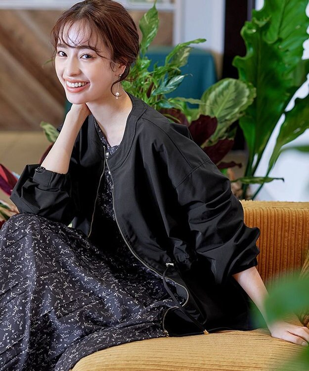 Tiaclasse 【新色追加・洗える】メモリーノーカラードロストブルゾン ブラック