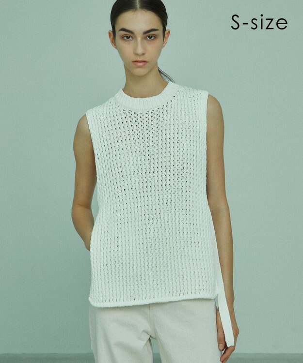 BEIGE， 【S-size】MALLOW / ニットベスト Ecru