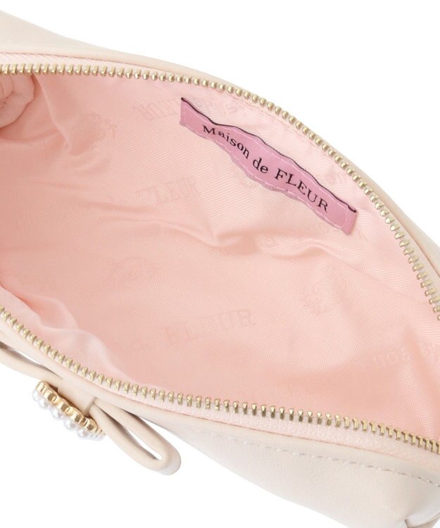Maison de FLEUR パールビジュー合皮リボンロングポーチ Light Pink