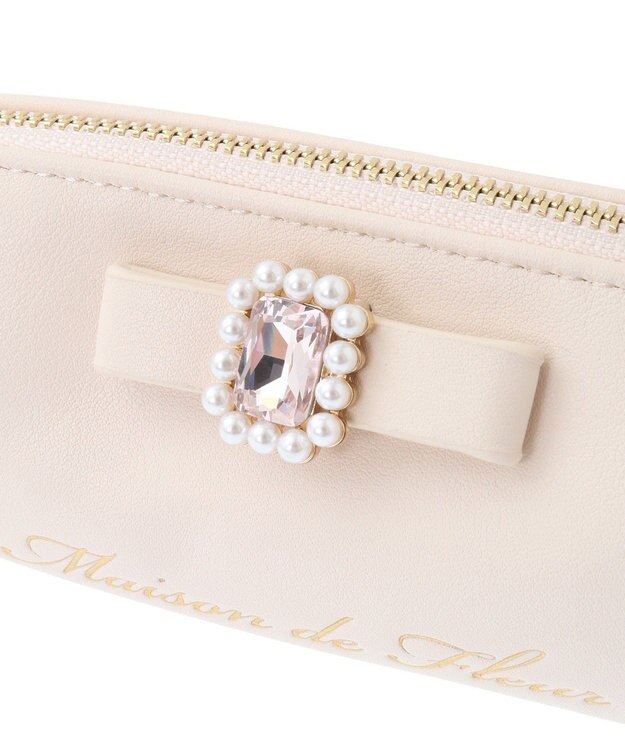 Maison de FLEUR パールビジュー合皮リボンロングポーチ Light Pink