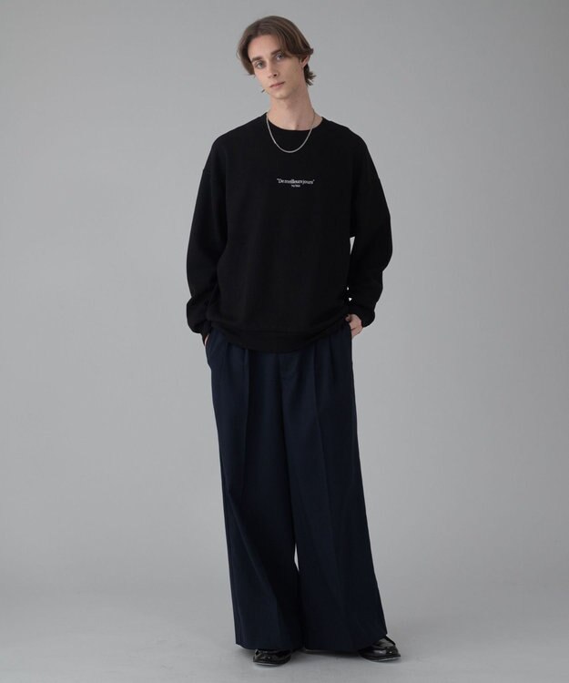 WEGO 【ユニセックス着用ITEM/2点SET/MLサイズ展開】アクセ付きフォトグラフィックプルオーバー ブラック