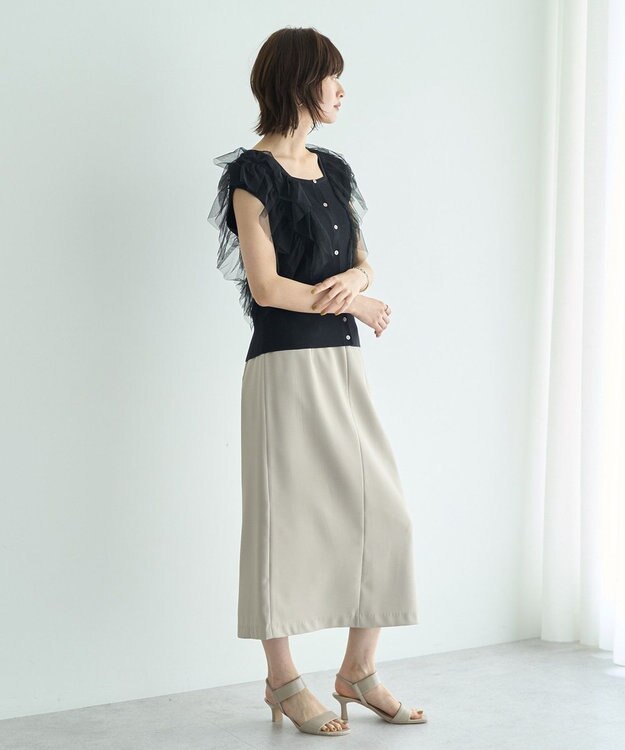 YECCA VECCA ポケットデザインナロースカート Light Beige