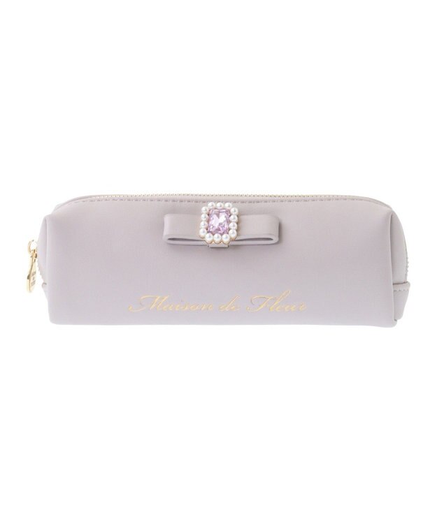 Maison de FLEUR パールビジュー合皮リボンロングポーチ Lilac