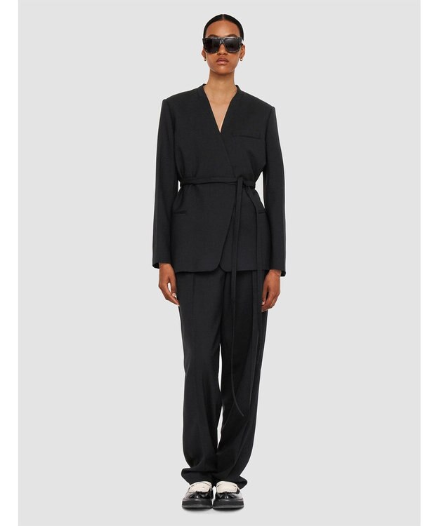 JOSEPH テーラリングクレープ　ノーカラージャケット Black