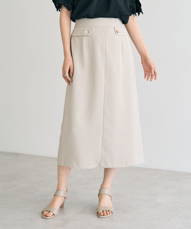 YECCA VECCA ポケットデザインナロースカート Light Beige