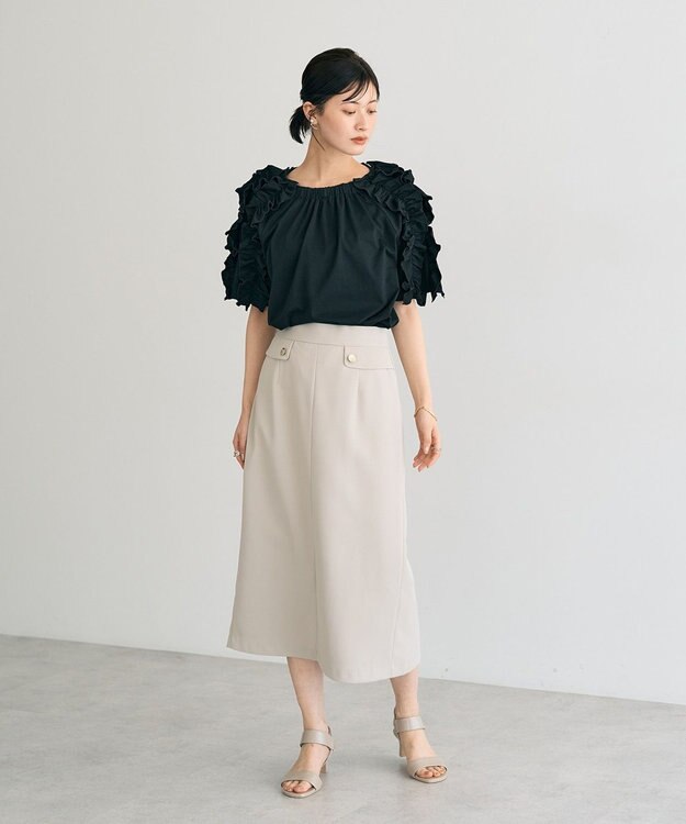 YECCA VECCA ポケットデザインナロースカート Light Beige