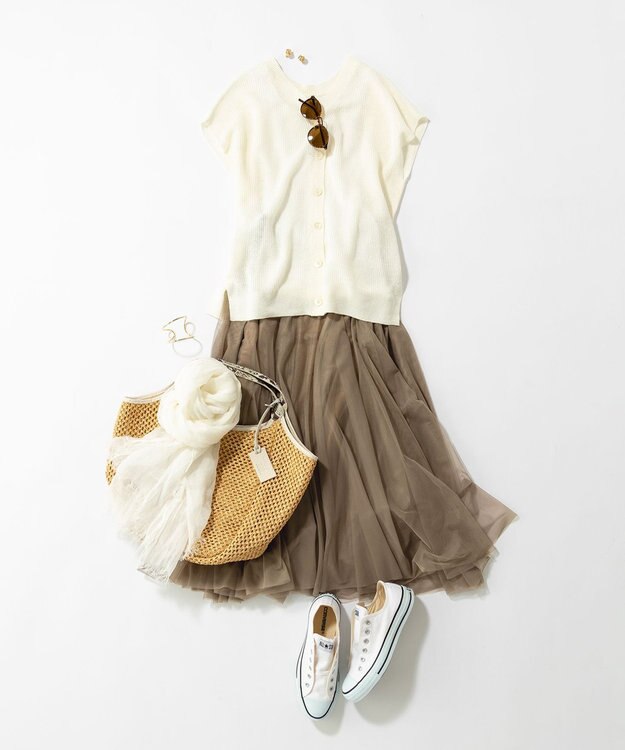 23区 【WEB限定/洗える】エアリーチュール スカート ベージュ系