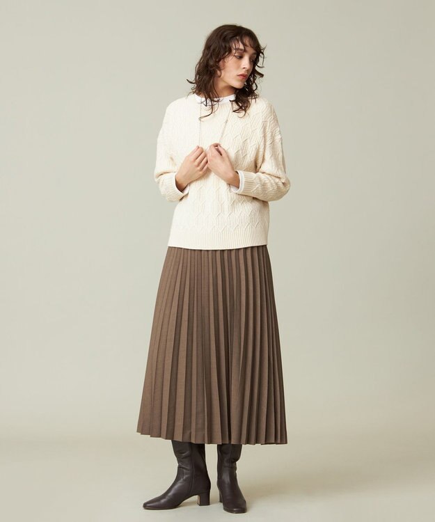 J.PRESS YORK STREET 【WOMEN】ショート ケーブルニット アイボリー系