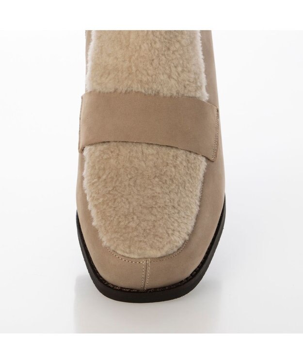 ing <ing>スクエアトゥローファーブーツ ベージュコンビ