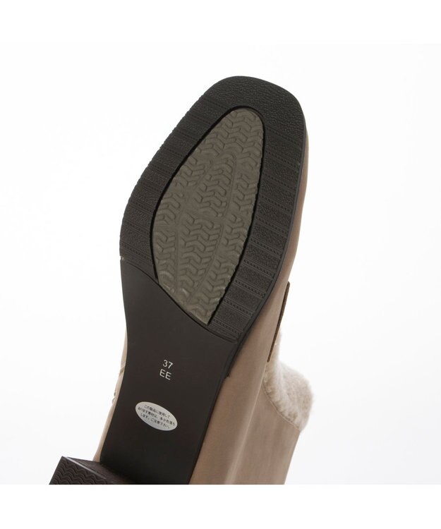 ing <ing>スクエアトゥローファーブーツ ベージュコンビ