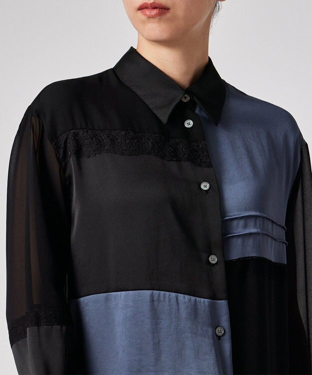 Paul Smith カラーブロック レース ブラウス ブラック