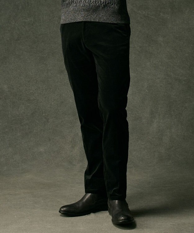 JOSEPH ABBOUD 【キングサイズ・ウエストも伸びる！遠州ファブリック/オーガニックコットン】ソフトコーデュロイ パンツ ブラック系