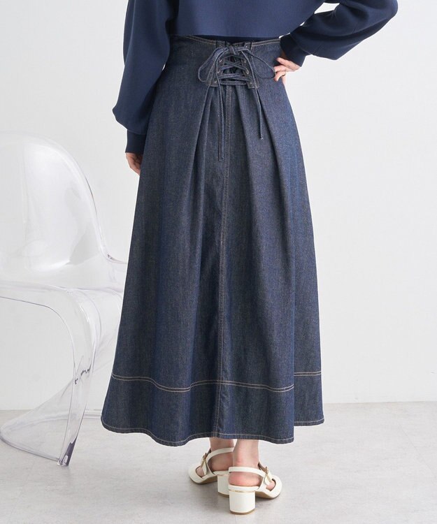 earth music&ecology フロントＺＩＰデニムスカート Indigo