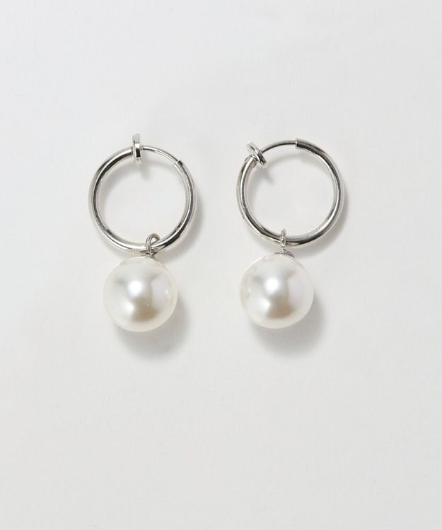 Phoebe 〈金属アレルギー対応〉バランスパールフープイヤリング　シルバー/ステンレス/大ぶり/存在感◎/主役級 シルバー