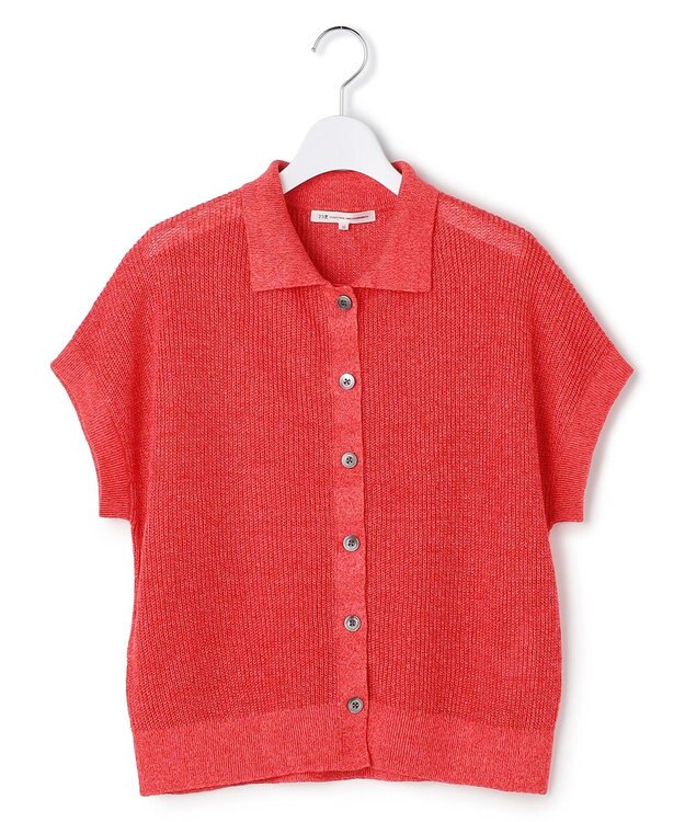 23区 【先行予約】ピュアリネン ハーフスリーブ ポロニット オレンジ系