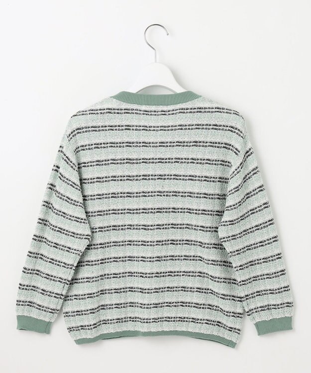 自由区 【洗える】カラーミックスツイードニット カーディガン フロスティグリーン系