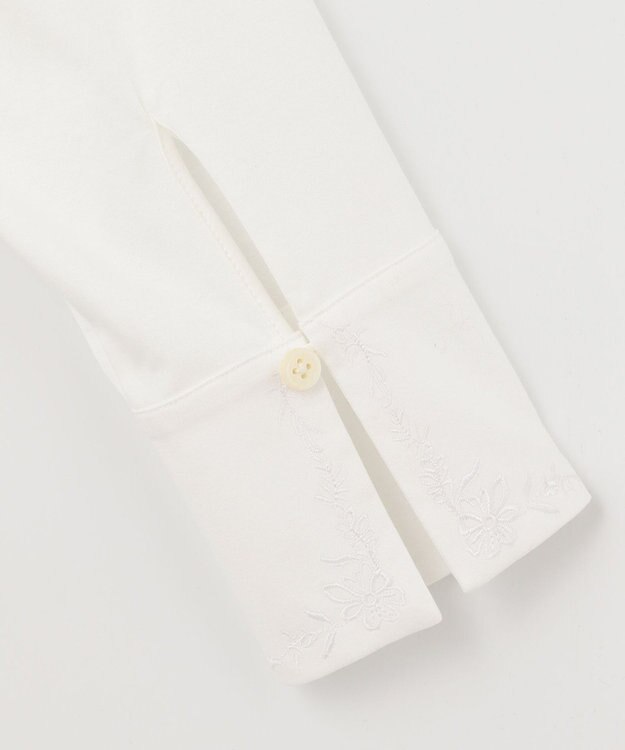 自由区 【洗える】エンブロイダリー スキッパーチュニック アイボリー系