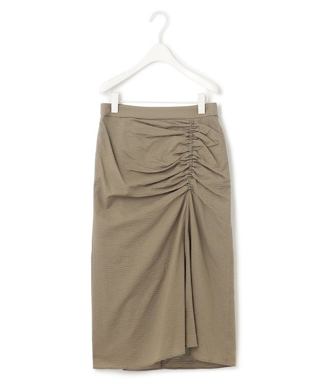 ICB L 【洗える】コットンリップル ナロースカート オリーブ系