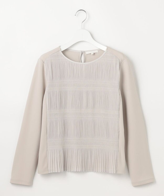 自由区 S プリーツコンビジャージ ブラウス グレージュ