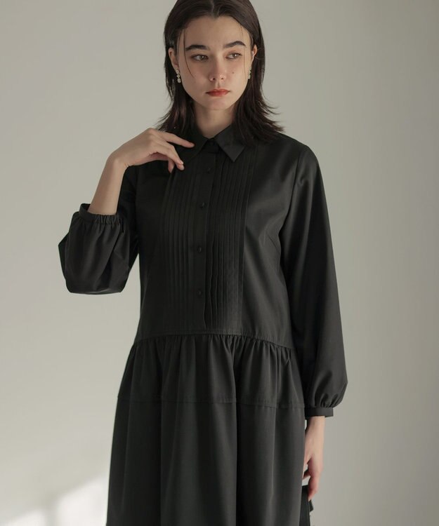 組曲 ソフトクロスピンタック ワンピース ブラック系