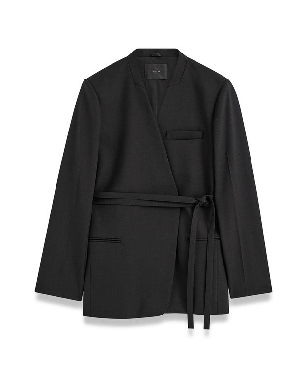 JOSEPH テーラリングクレープ　ノーカラージャケット Black